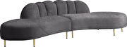 2pcs shell shape gray velvet sectional sofa by Meridian additional picture 5