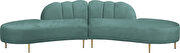 2pcs shell shape mint green velvet sectional sofa by Meridian additional picture 2