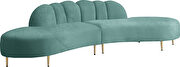 2pcs shell shape mint green velvet sectional sofa by Meridian additional picture 5