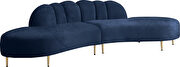 2pcs shell shape navy velvet sectional sofa by Meridian additional picture 4