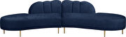 2pcs shell shape navy velvet sectional sofa by Meridian additional picture 5