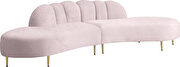 2pcs shell shape pink velvet sectional sofa by Meridian additional picture 5