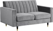 Contemporary gray velvet loveseat by Meridian additional picture 2