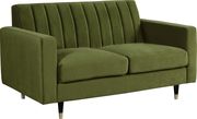 Contemporary olive velvet loveseat by Meridian additional picture 3