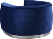 Navy velvet contemporary sofa w/ curved base by Meridian additional picture 9