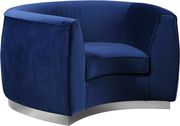 Navy velvet contemporary sofa w/ curved base by Meridian additional picture 10