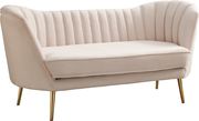 Curved velvet fabric loveseat w/ gold legs by Meridian additional picture 2