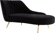 Curved velvet fabric chaise w/ gold legs by Meridian additional picture 2