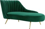 Curved velvet fabric chaise w/ gold legs by Meridian additional picture 2