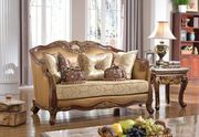 Cherry finish traditional classic fabric sofa by Meridian additional picture 3