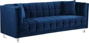 Navy tufted velvet / acrylig legs modern sofa by Meridian additional picture 8