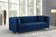 Navy tufted velvet / acrylig legs modern sofa by Meridian additional picture 9