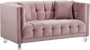 Pink tufted velvet / acrylig legs modern loveseat by Meridian additional picture 2
