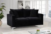 Black velvet fabric contemporary loveseat by Meridian additional picture 2