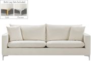 Cream velvet fabric contemporary sofa by Meridian additional picture 4