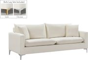 Cream velvet fabric contemporary sofa by Meridian additional picture 5
