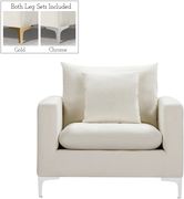 Cream velvet fabric contemporary sofa by Meridian additional picture 7