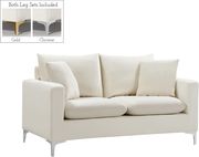 Cream velvet fabric contemporary loveseat by Meridian additional picture 4