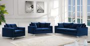 Navy velvet fabric contemporary sofa additional photo 2 of 8