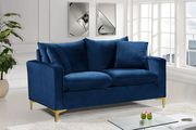 Navy velvet fabric contemporary sofa additional photo 5 of 8
