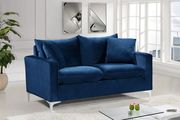 Navy velvet fabric contemporary loveseat by Meridian additional picture 2