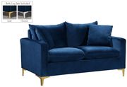 Navy velvet fabric contemporary loveseat by Meridian additional picture 3