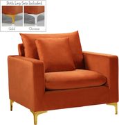 Cognac velvet fabric contemporary chair by Meridian additional picture 2