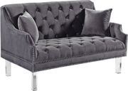 Acrylic legs / gray velvet / tufted contemporary loveseat by Meridian additional picture 2