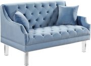 Acrylic legs / blue velvet / tufted contemporary loveseat by Meridian additional picture 2