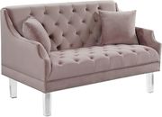 Acrylic legs / pink velvet / tufted contemporary loveseat by Meridian additional picture 2