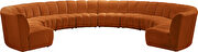 10 pcs cognac orange velvet modular sectional sofa by Meridian additional picture 2