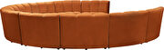 10 pcs cognac orange velvet modular sectional sofa by Meridian additional picture 4