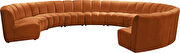 10 pcs cognac orange velvet modular sectional sofa by Meridian additional picture 5