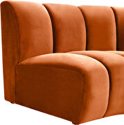 10 pcs cognac orange velvet modular sectional sofa by Meridian additional picture 9