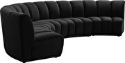 5pcs black velvet modular sectional sofa by Meridian additional picture 5