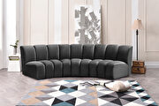 5pcs gray velvet modular sectional sofa by Meridian additional picture 11