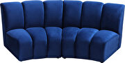 5pcs navy blue velvet modular sectional sofa by Meridian additional picture 2