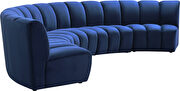 5pcs navy blue velvet modular sectional sofa by Meridian additional picture 6