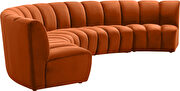 5pcs orange cognac velvet modular sectional sofa by Meridian additional picture 4
