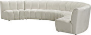 6pcs cream velvet modular sectional sofa by Meridian additional picture 7