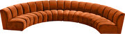 6pcs orange cognac velvet modular sectional sofa by Meridian additional picture 3
