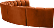 6pcs orange cognac velvet modular sectional sofa by Meridian additional picture 4