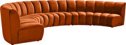 6pcs orange cognac velvet modular sectional sofa by Meridian additional picture 6