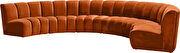 6pcs orange cognac velvet modular sectional sofa by Meridian additional picture 7