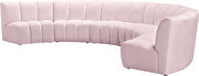 6pcs pink velvet modular sectional sofa by Meridian additional picture 4