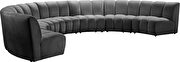 7pcs gray velvet modular sectional sofa by Meridian additional picture 2
