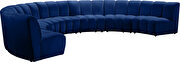 7pcs navy velvet modular sectional sofa by Meridian additional picture 3