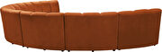 7pcs cognac orange velvet modular sectional sofa by Meridian additional picture 3