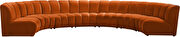 7pcs cognac orange velvet modular sectional sofa by Meridian additional picture 4