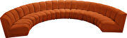 7pcs cognac orange velvet modular sectional sofa by Meridian additional picture 5